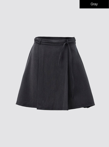 strap-flare-mini-skirt-io319 / Gray