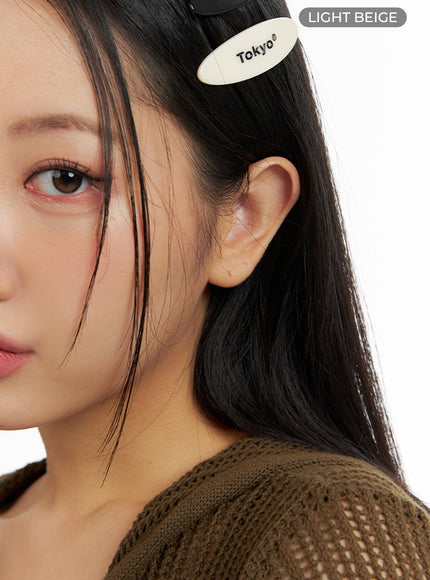 acrylic-lettering-hair-pin-if421 / Light beige