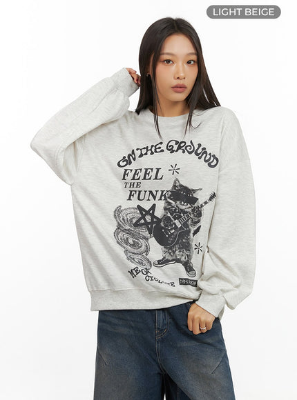 graphic-cotton-sweatshirt-is427 / Light beige
