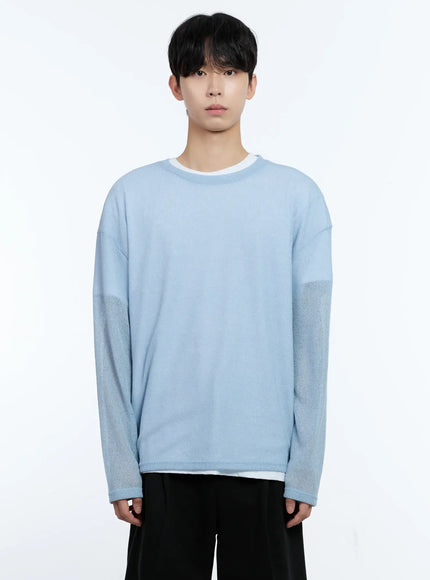mens-mesh-long-sleeve-top-ig501 / Light blue
