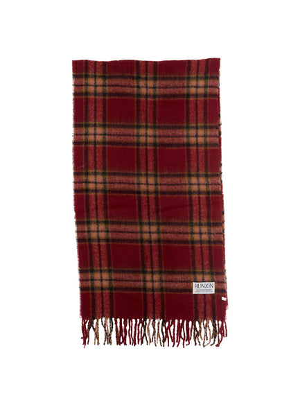 winter-tartan-checkered-scarf-in510 / Red