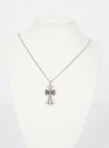 mens-cross-pendant-chain-necklace-ig511 / Silver
