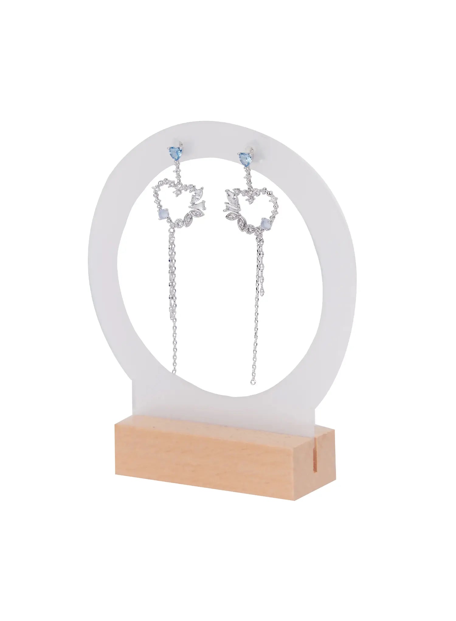 blue-point-heart-drop-earrings-in510 / Silver