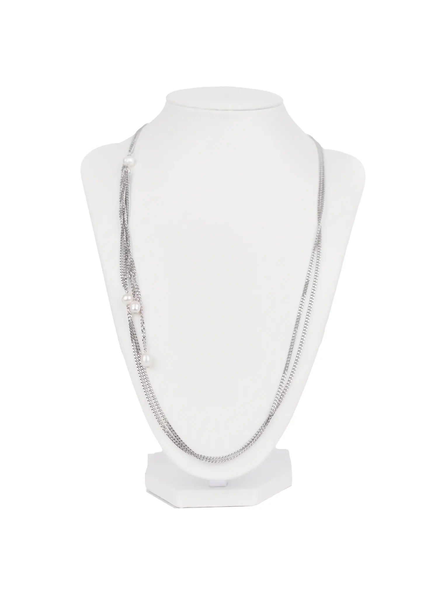layered-faux-pearls-matinee-necklace-in510 / White