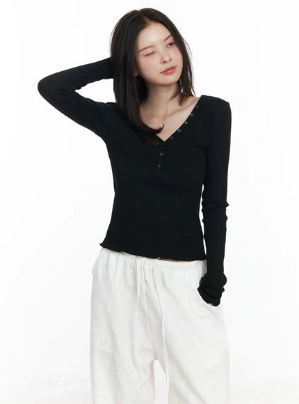 ribbed-button-v-neck-long-sleeve-top-if525