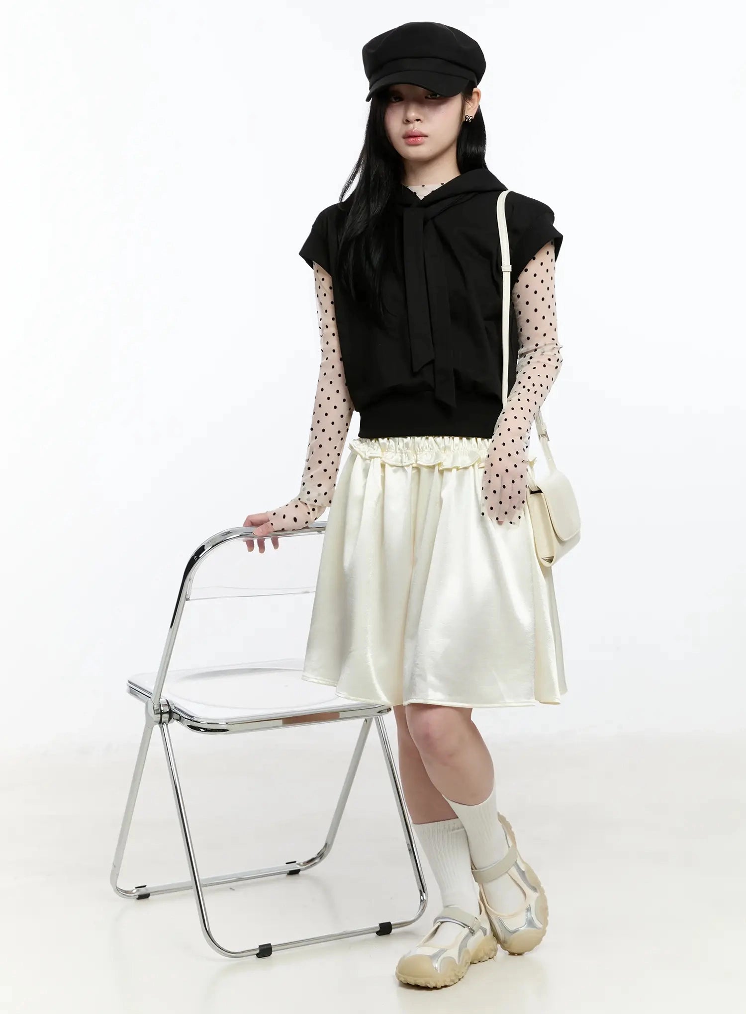 ribbon-detail-short-sleeve-hoodie-im519