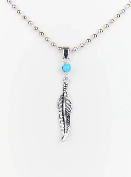 mens-turquoise-feather-pendant-necklace-ig519