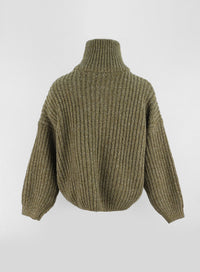 Chunky Cable-Knit Zip-Up IO324