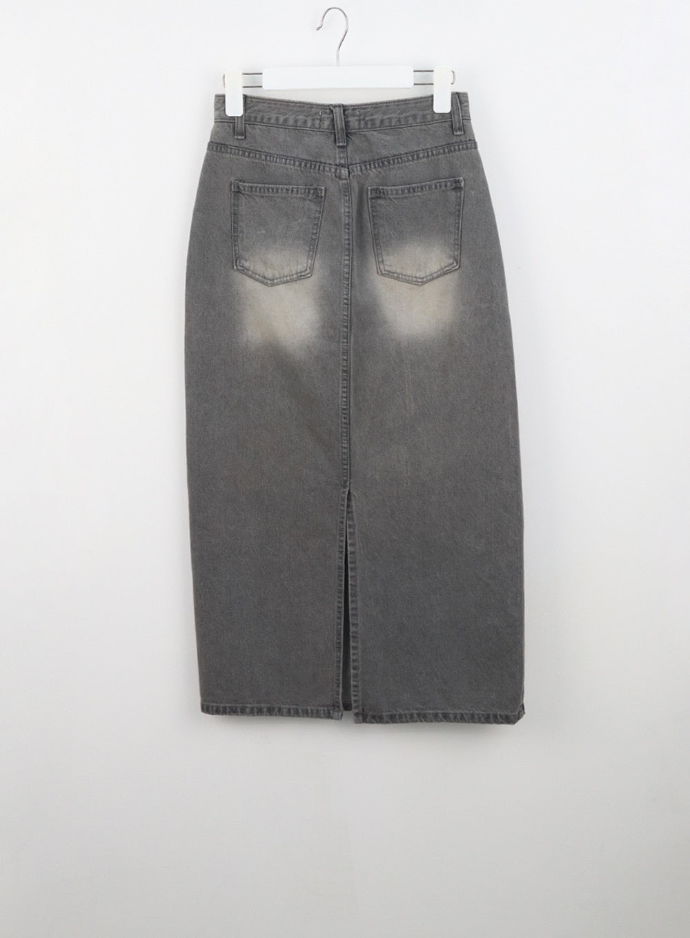Zara Midi Denim Pencil Skirt Gray Washed Black Open Front Distressed XS |  eBay