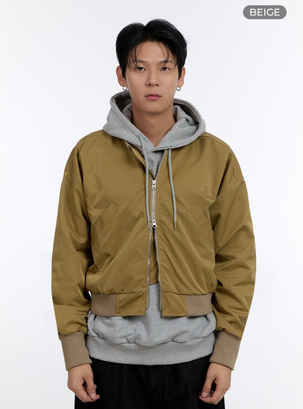 mens-double-zip-up-jacket-io428 / Beige