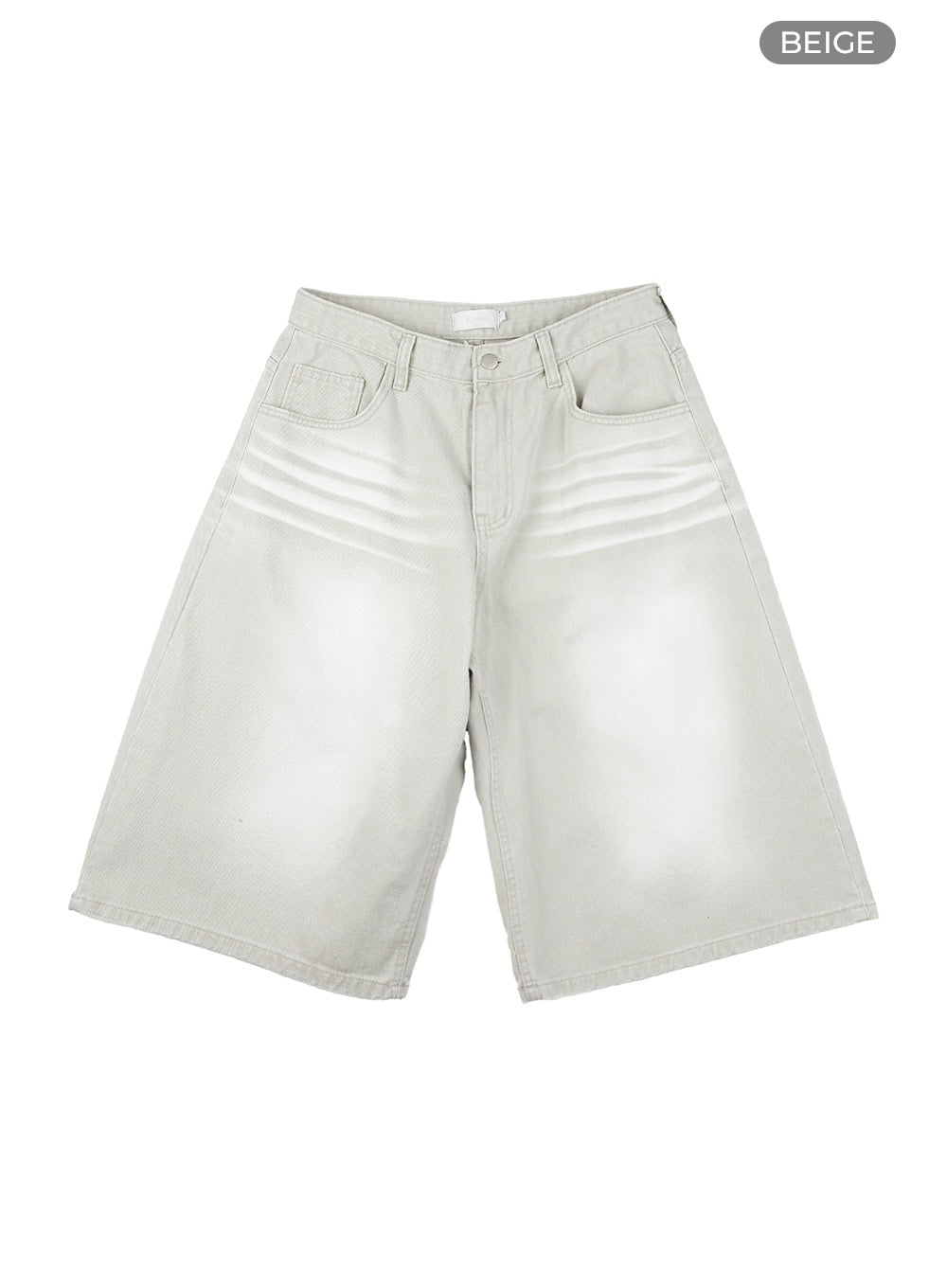 Washed Baggy Jorts IL419 in Beige, size L