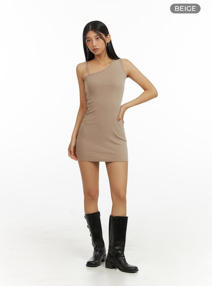 one-shoulder-mini-dress-iu412 / Beige