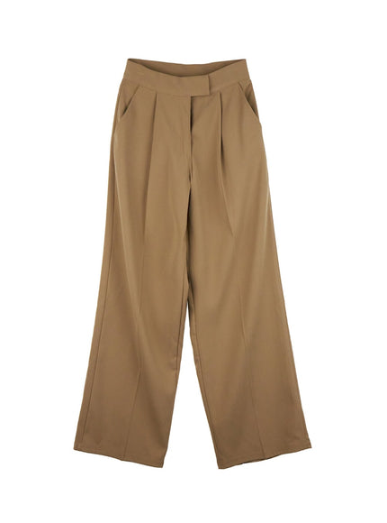 pintuck-wide-fit-dress-pants-ij510 / Beige