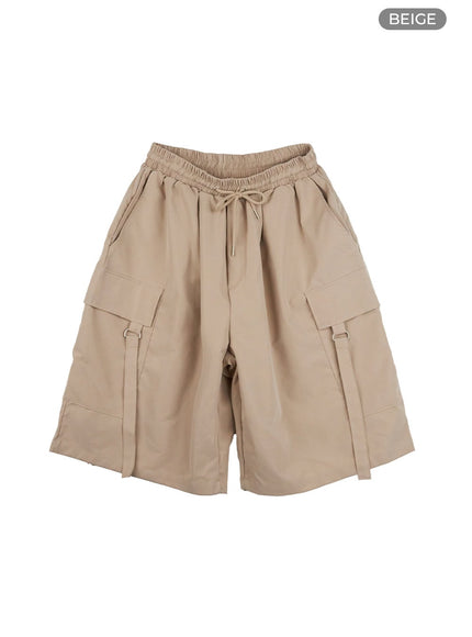 mens-strap-activewear-shorts-iu426 / Beige