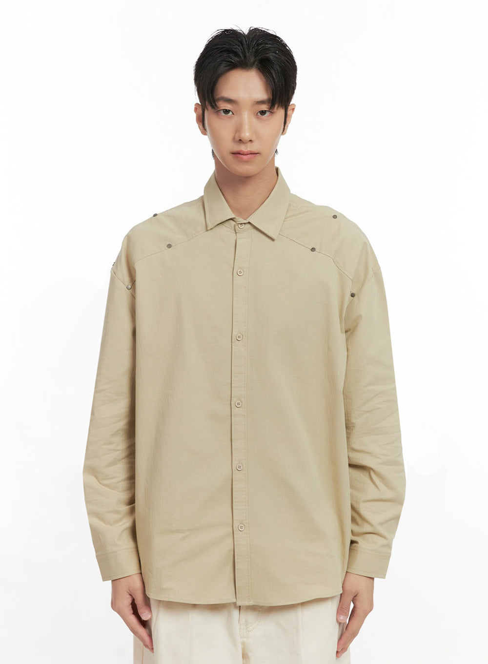 mens-classy-collar-buttoned-shirt-id406 / Beige