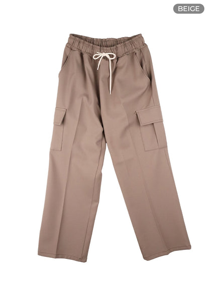 mens-basic-straight-fit-cotton-cargo-pants-ia401 / Beige