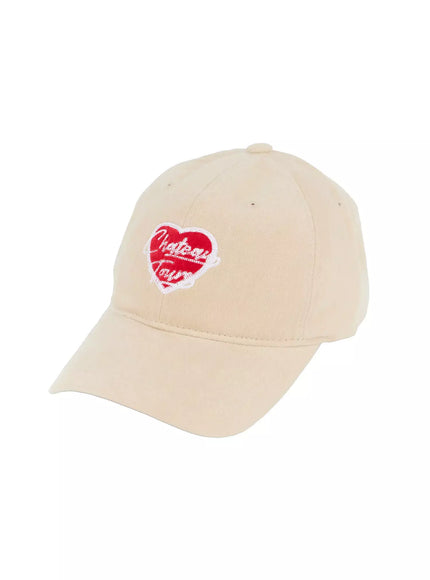 chich-heart-embroidered-cap-in507 / Beige