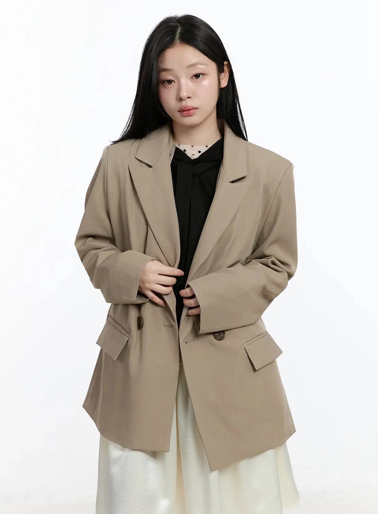 oversized-double-button-blazer-im519 / Beige