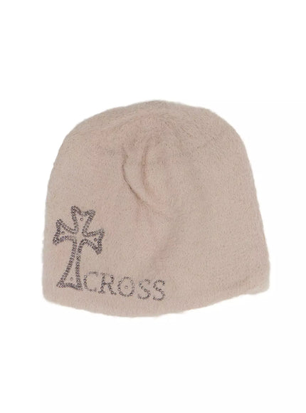 cozy-cross-beanie-in528 / Beige