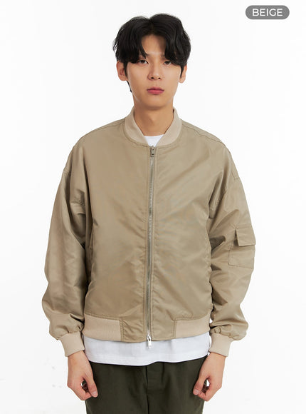 mens-solid-bomber-jacket-ia401 / Beige