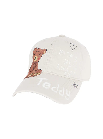 graphic-print-cap-cu515 / Beige