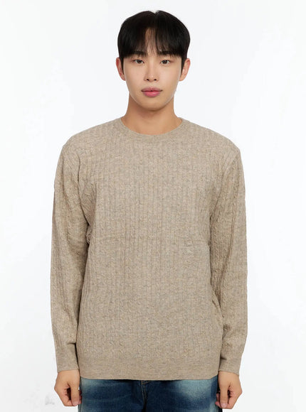 mens-cable-sweater-in506 / Beige