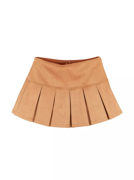 pleated-mini-skirt-ij509 / Beige