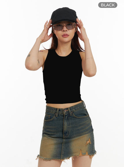 basic-sleeveless-crop-top-iy410 / Black