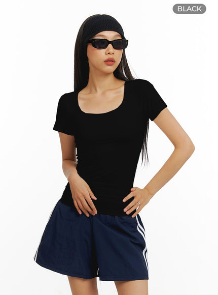 basic-round-neck-t-shirt-iy422 / Black