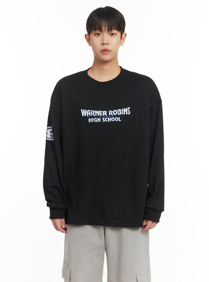mens-graphic-oversized-long-sleeve-tee-im517 / Black