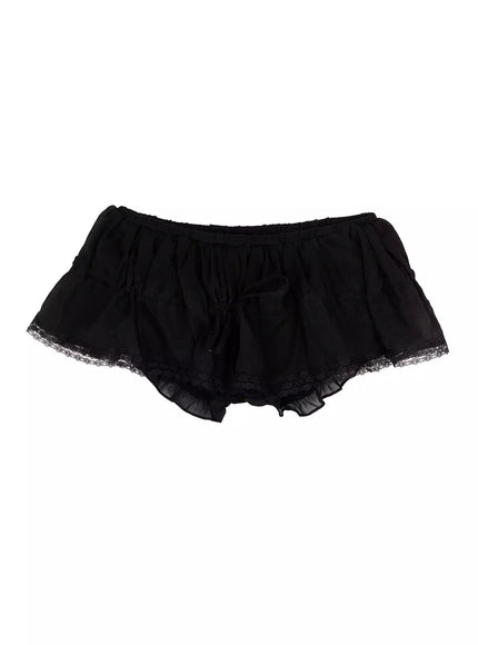 lace-trim-tiered-mini-skort-iy501 / Black