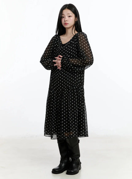 polka-dot-chiffon-dress-im513 / Black