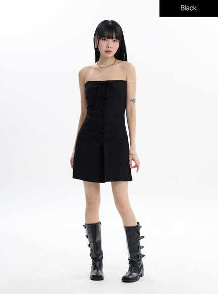 denim-tube-dress-if413 / Black