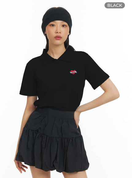 cotton-graphic-polo-shirt-ia417 / Black