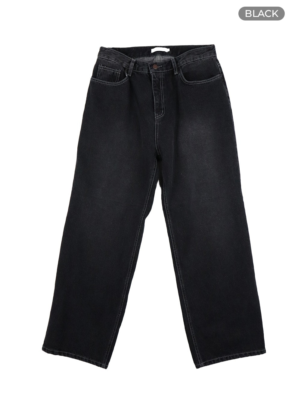 Men's Washed Denim Wide Fit Jeans IA402 in Black, size L/1XL
