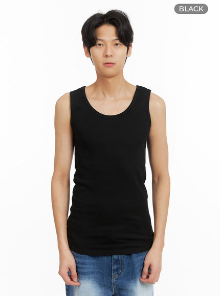 mens-basic-u-neck-tank-top-ia402 / Black