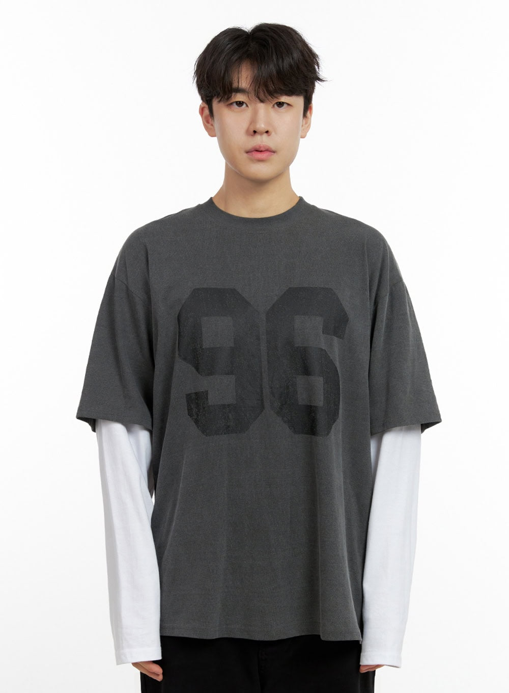 mens-oversize-fit-round-neck-cotton-tee-in422 / Black