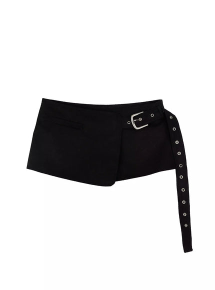 suede-wrap-belt-skirt-im509 / Black