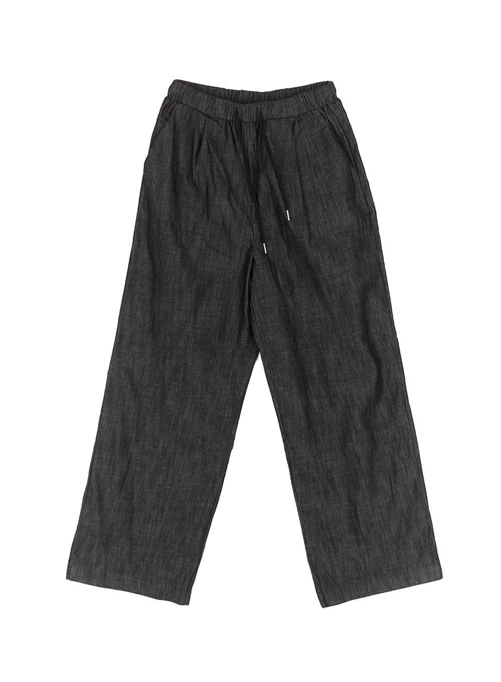 Cotton Denim Wide-Leg Pants IY509 in Black, size S/M