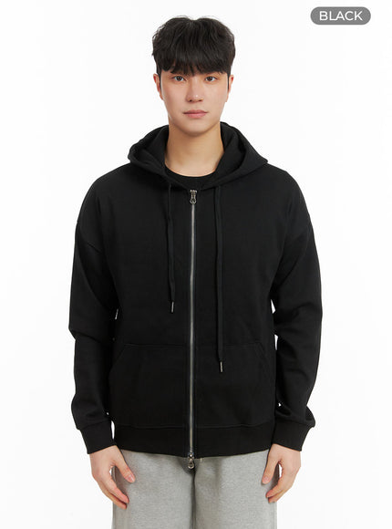 mens-cotton-hoodie-jacket-ia402 / Black