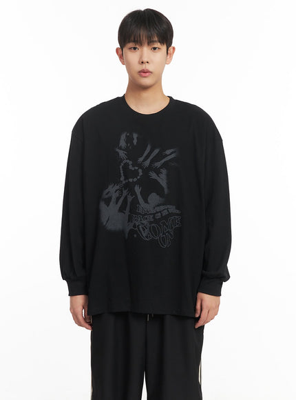 mens-cotton-graphic-long-sleeve-tee-im517 / Black