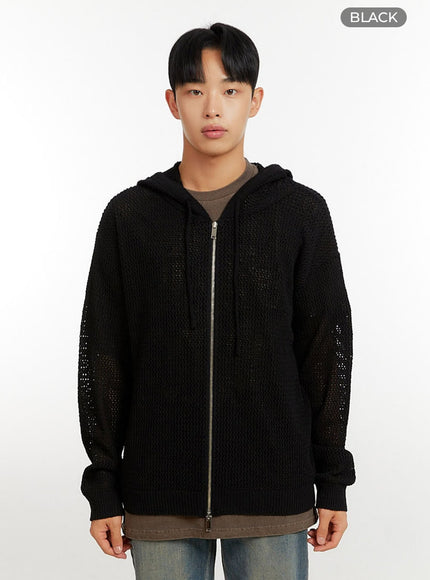 mens-mesh-zip-up-hoodie-iu426 / Black
