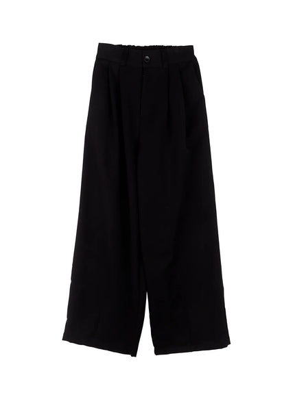mens-pintuck-wide-leg-trousers-is502 / Black