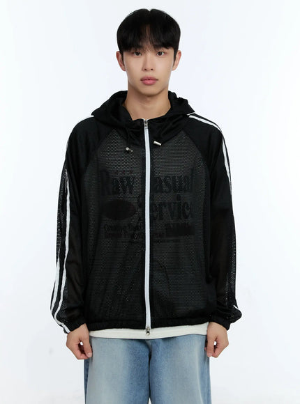 mens-mesh-zip-up-hoodie-ig519 / Black