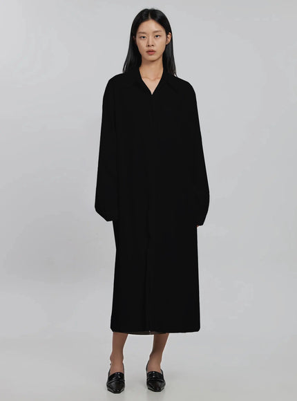 classic-shirt-maxi-dress-id504 / Black