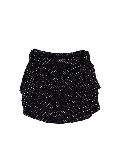 polka-dot-ruffle-mini-skirt-iy507 / Black
