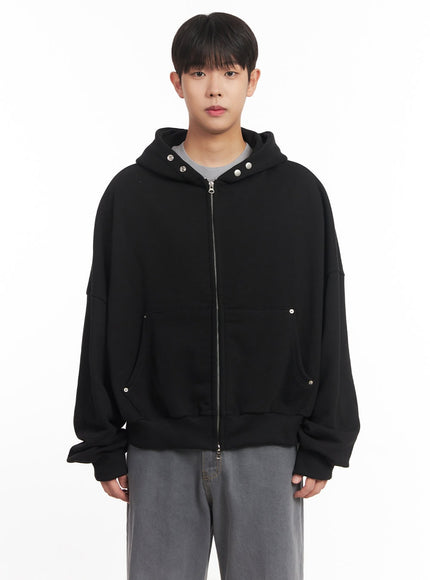 mens-oversize-zip-up-hooded-jacket-im527 / Black