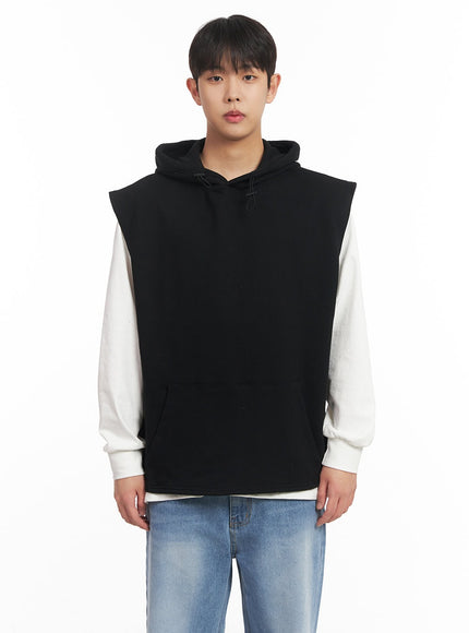 mens-oversized-hooded-vest-im517 / Black