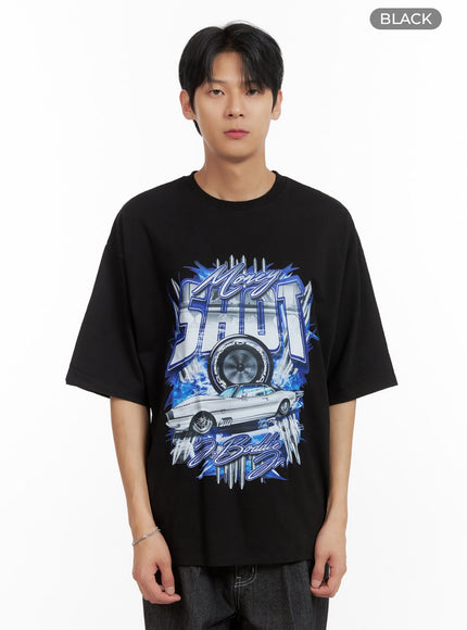 mens-round-neck-graphic-t-shirt-il404 / Black