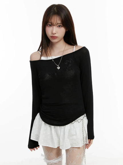 lettering-sheer-top-ij521 / Black